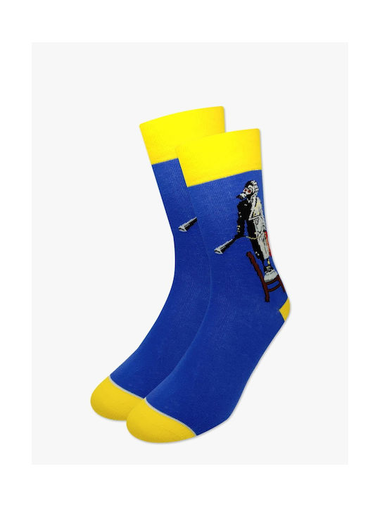 Axidwear Bansky Ukraine Lady In Gas Mask Socks Blue