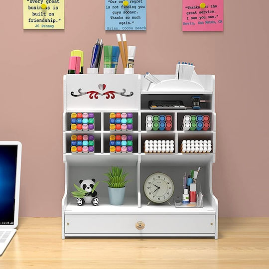Wood Desk Organizer 28x15x30cm White