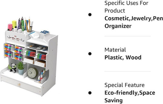 Wood Desk Organizer 28x15x30cm White