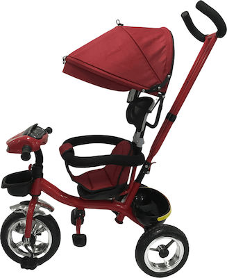 ForAll Παιδικό Τρίκυκλο Ποδήλατο mit Aufbewahrungsmöglichkeit, Elternlenkung & Zelt für 18+ Monate Rot