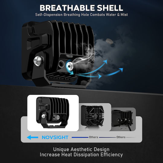 NovSight Квадрат Водоустойчиви Фарове за кола LED Mazda 2 12V 20W 8.2см с Бял осветление 2бр