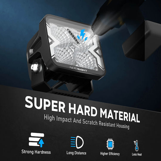 NovSight Квадрат Водоустойчиви Фарове за кола LED Mazda 2 12V 20W 8.2см с Бял осветление 2бр