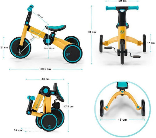 Kinderkraft 4 Trike Foldable & Convertible 3 in 1 for 1-5 Years Sunflower Blue