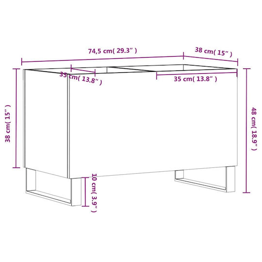 vidaXL Mobilier Hi-Fi Alb 38x74.5x48cm