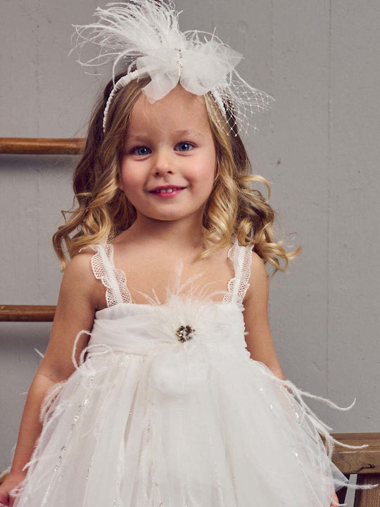 Designer's Cat White Baptism Dress made of Tulle