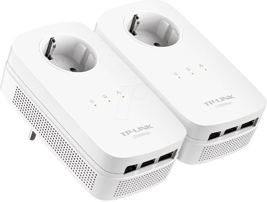 TP-LINK TL-PA8030P KIT v2 Powerline Double Wired with Passthrough Socket and 3 Gigabit Ethernet Ports