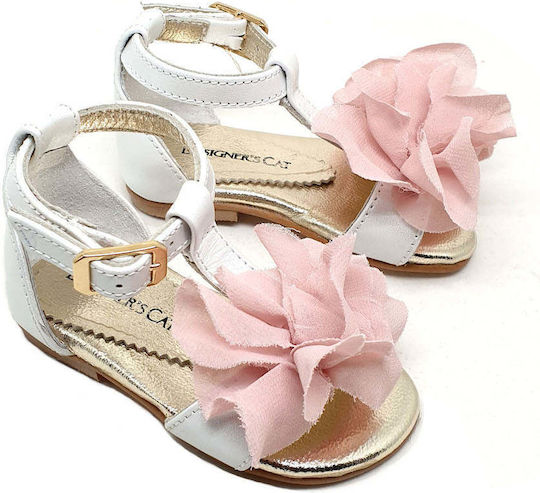 Designer's Cat Pantofi de botez pentru fetițe din Piele Alb 0100L0KOT000250