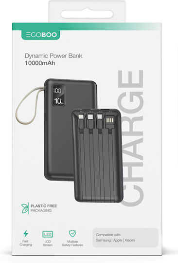 Egoboo Power Bank 10000mAh 10W Μαύρο
