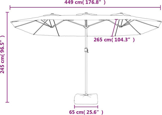 Round Aluminum Blue Parasol Φ4.49xH2.45m