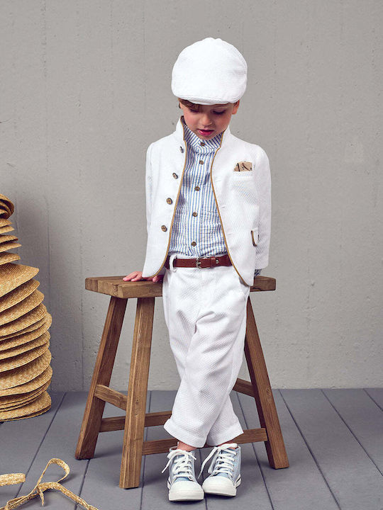 Designer's Cat Boys Baptism Suit with Blazer 6pcs White