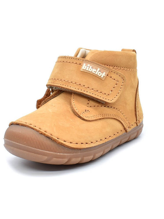 Anatomical Leather Kids Boots with Velcro Tabac Brown