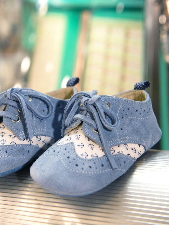 Designer's Cat Blue Baptism Fabric Soft Sole Oxfords
