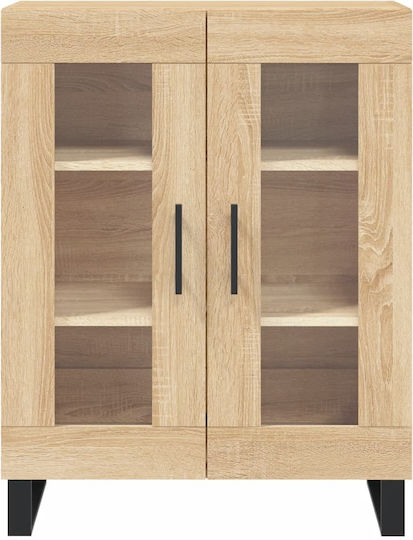 Living Room Display Cabinet from Wood and Metal with Brown Glass 69.5x34x90cm