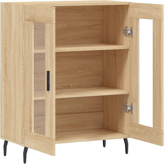 Living Room Display Cabinet with Glass Brown 69.5x34x90cm