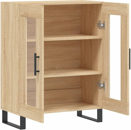 Living Room Display Cabinet from Wood and Metal with Brown Glass 69.5x34x90cm