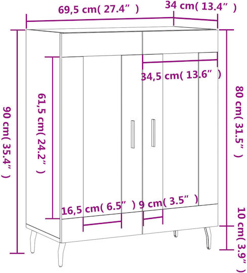 De podea Vitrină de living din Metal cu Sticlă Negru 69.5x34x90cm