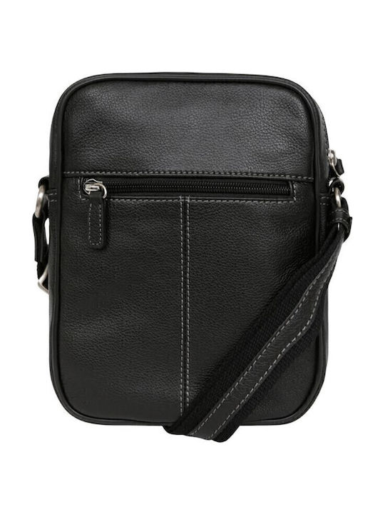 Leder Herrentasche Schulter / Crossbody Schwarz