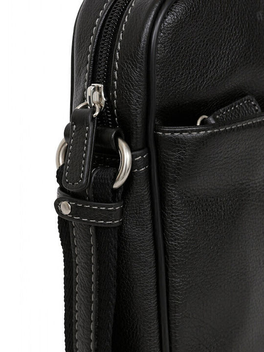 Leder Herrentasche Schulter / Crossbody Schwarz