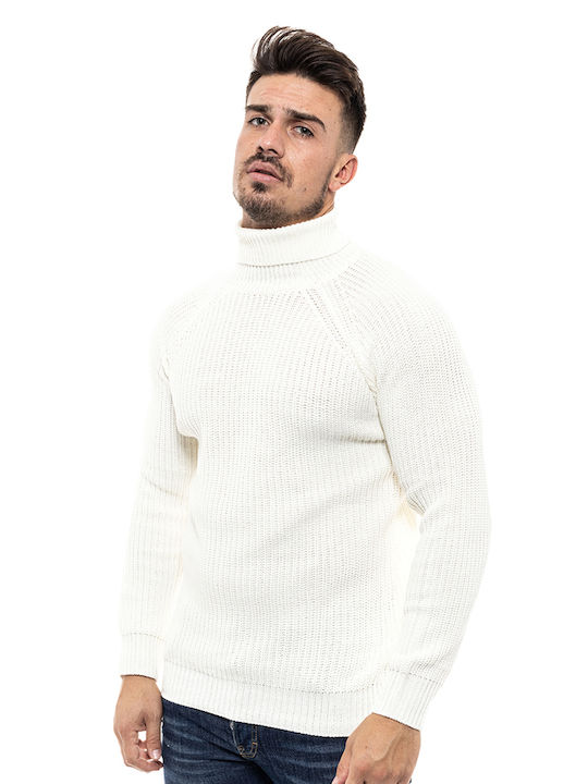 Splendid Men's Long Sleeve Sweater Turtleneck White