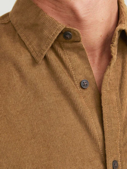 Long-sleeved Corduroy Shirt Brown