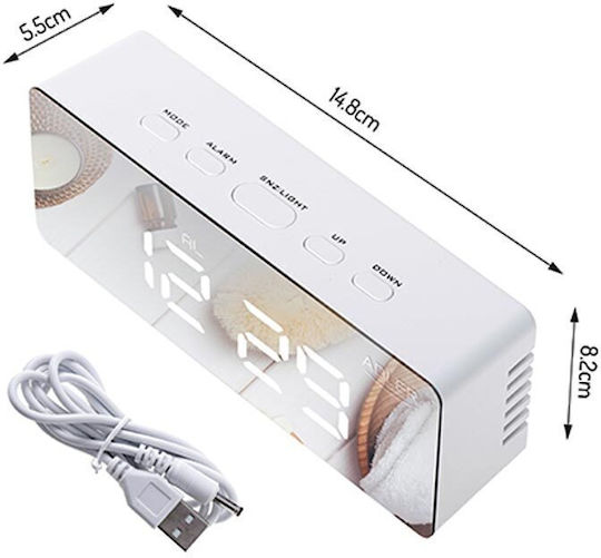 Adler Adler Tischuhr Digital LED Kunststoff mit Wecker Weiß AD 1189W