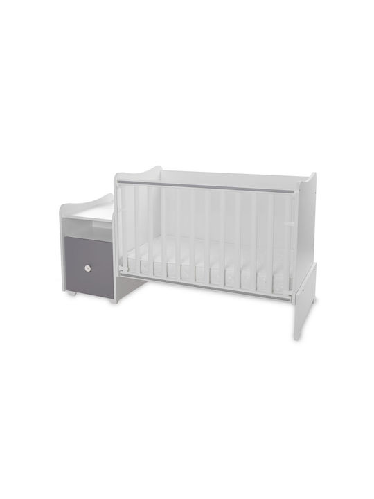 Lorelli Polymorphe Babybett Trend Plus Weiß/Stone Grey mit Matratze & Schublade