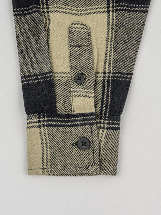Kids Checked Shirt Long Sleeve Khaki