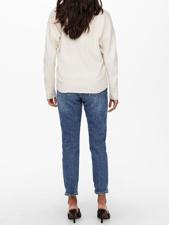 Life Damen Langarm Pullover mit V-Ausschnitt Ecru