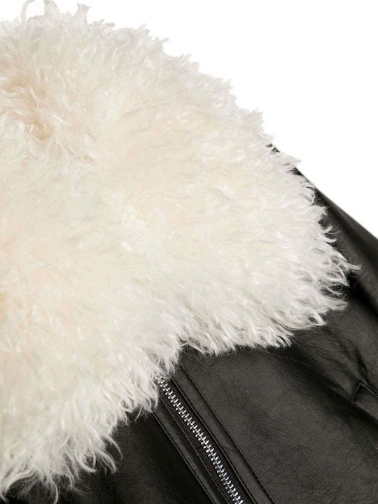 Kids Coat Short with Lining Hooded Black