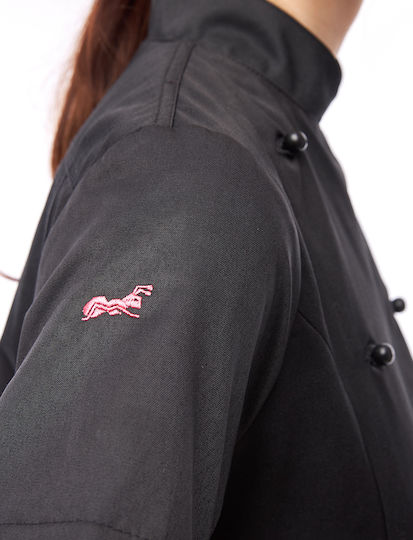 strongAnt Coat Chef 100% Cotton made Female Black with Short Sleeve
