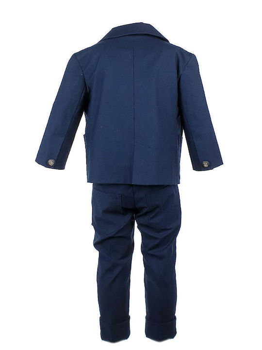Designer's Cat Boys Baptism Suit with Vest 7pcs Navy Blue