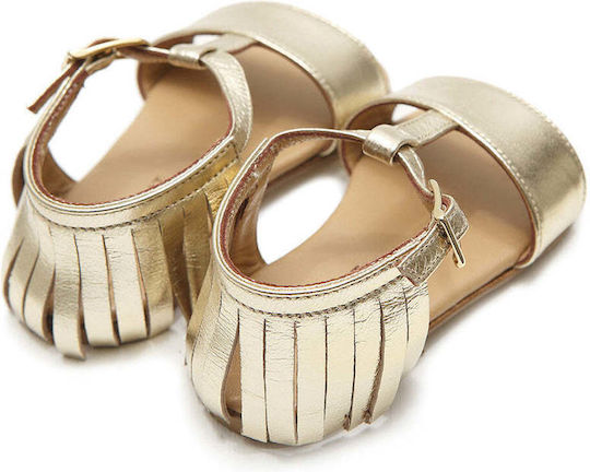 Designer's Cat Pantofi de botez din piele aurii