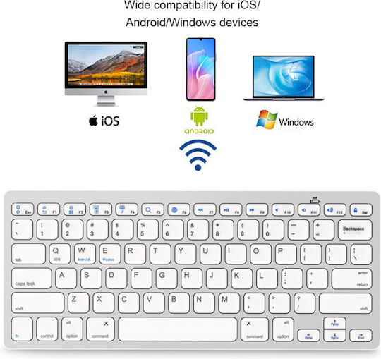 BK3001D Wireless Bluetooth Keyboard Only English US Silver