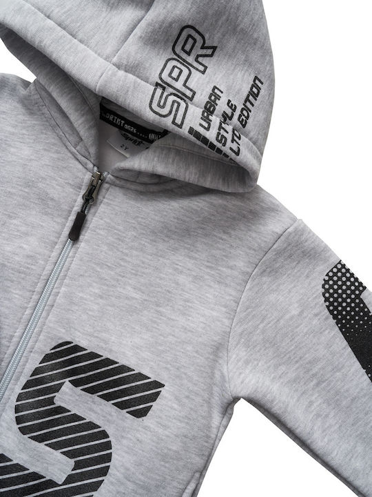 Kids Sweatshirt Cardigan with Hood Gray