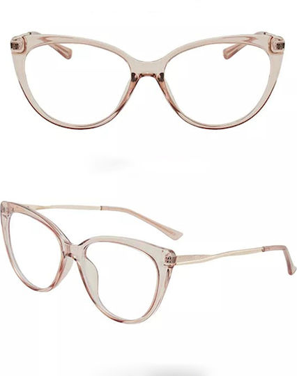 Techsuit Techsuit Women's Metal Blue Light Blocking Glasses Cat Eye In Brown Colour