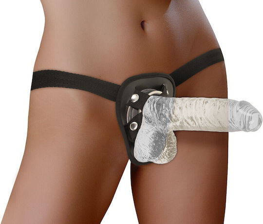 Crystal Clear Gurtzeug mit Dildo in Transparent Farbe