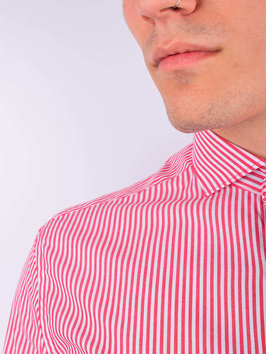 VITTORIO BUTTONLESS STRIPED SHIRT WITH DIFFERENT CUFF AND PLACKET SLIM FIT 171-208.25