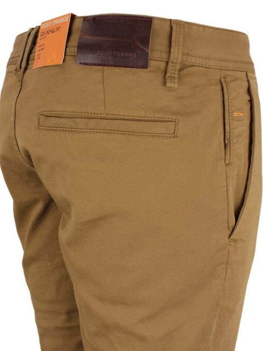 BOSS PANTALON CU CHINO CHIPS FLAT 98% Bumbac 2% Elastan cu logo din piele pe talie SLIM FIT 50248964.219