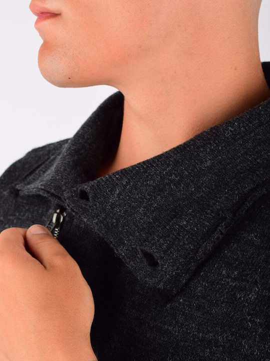 SOLID JACKET WITH FLEECE LINING AND BUTTONS ON THE COLLAR 6152735 W15.8288 DARK GREY