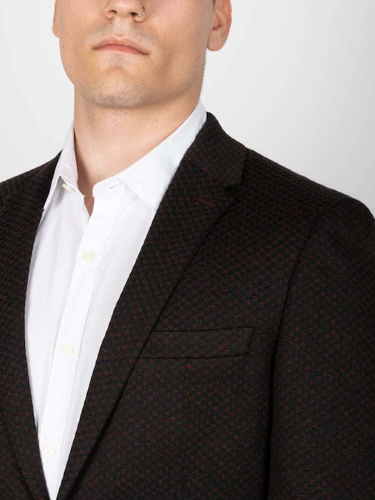 VITTORIO 2-KNOPF-JACKE MIT ZWEIFARBIGER UND GEPRÄGTER TEXTUR SLIM FIT MONTERI-J FW.BLACK/TABA