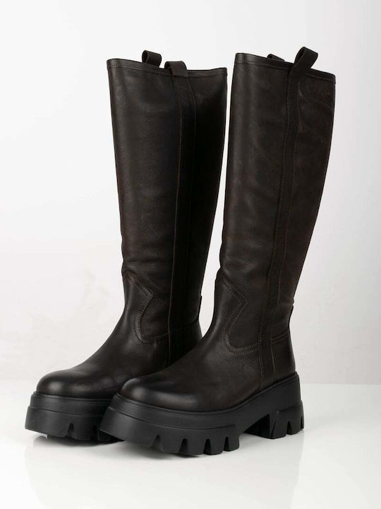 CATARINA MARTINS BOOTS WITH HIGH SALMON 100% LEATHER BONUM LONG 66.TDM