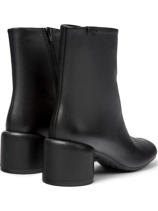 Niki Leather Women's Ankle Boots with Medium Heel Black