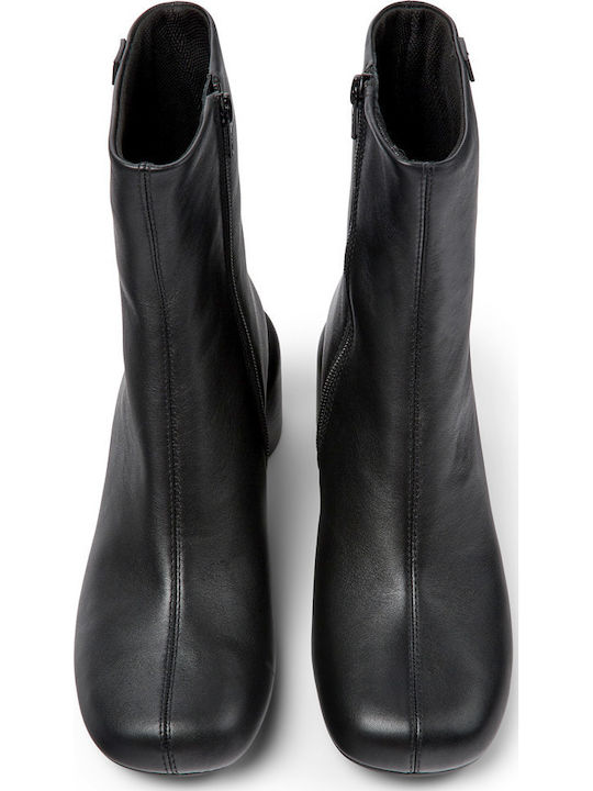 Niki Leather Women's Ankle Boots with Medium Heel Black