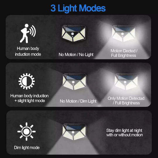 Set of 3 Wall Solar Lights 7W 2700lm with Motion Sensor