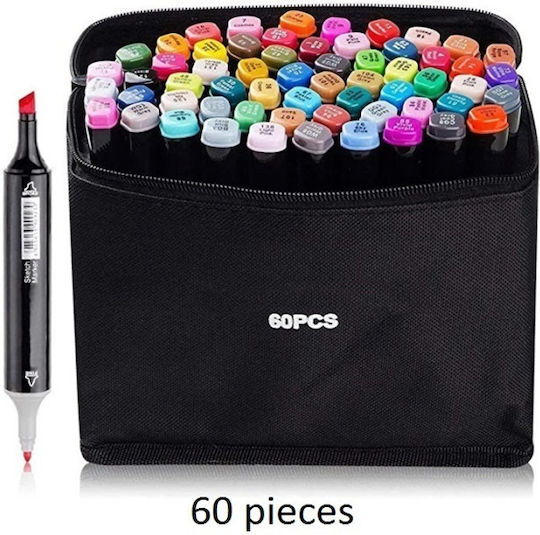 Motarro Motarro Double-Sided Ανεξίτηλοι Μαρκαδόροι 1mm Σετ 60 χρώματα