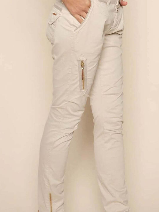 MOS MOSH PANT WITH FLAT LIPS % FERMOIR BOTTOM SLIM FIT 137180.Feather Gray