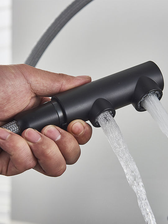 Kitchen Faucet Counter with Shower Black