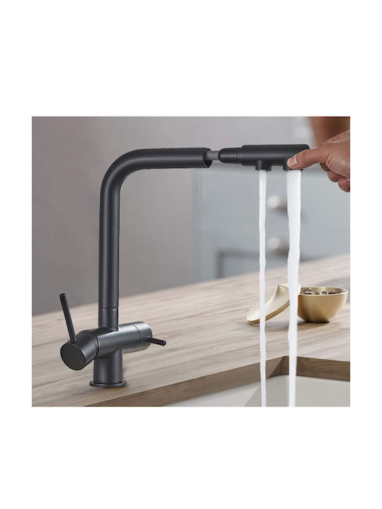 Kitchen Faucet Counter with Shower Black
