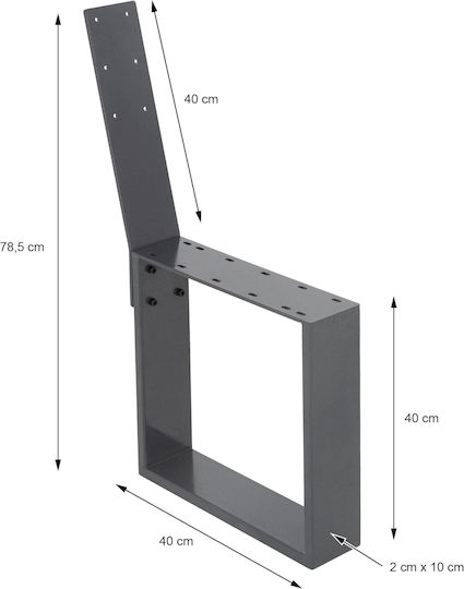 ML-Design Μεταλλικό Πόδι Επίπλου 2τμχ 40x78.5cm Γκρι