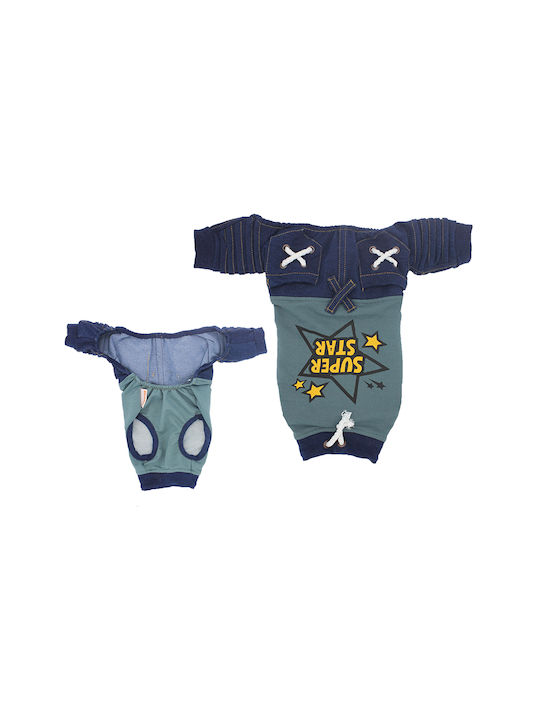 Glee Jumpsuit Full Body Dog Clothing in Blue Color 43cm